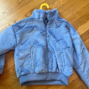Nike swoosh girls “faux fur” fleece heavy zip up